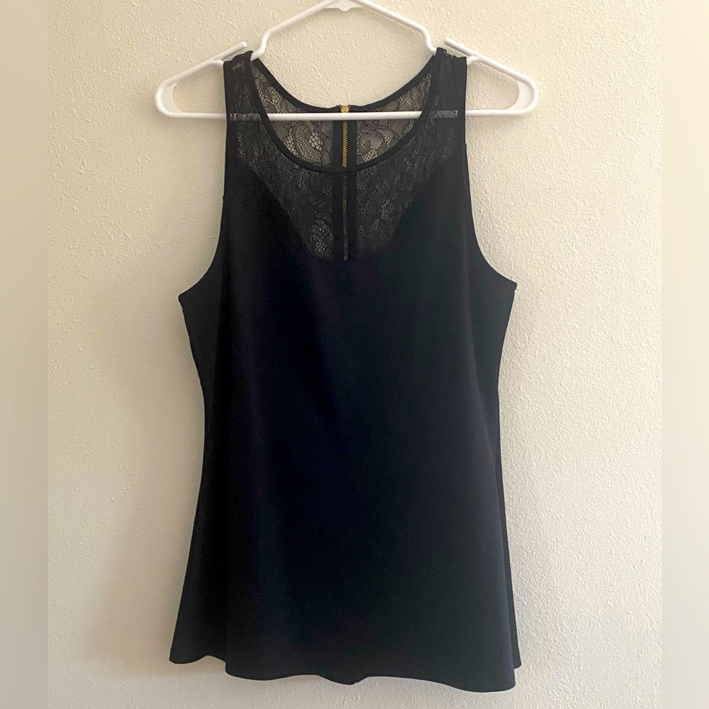 Black express lace and zipper blouse